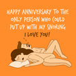 Putting Up With My Snoring Happy Anniversary Card Style_Rude