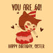 Cat Eating Cake Happy 60th Birthday Sister Card