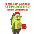 Merry Christmas Amazing Step Brother Funny Fish Card Season_Christmas Seo_For Step Brother