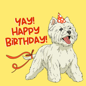 Festive Westie Happy Birthday Card Seo_Westie