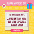 To My Darling Wife Who Isn't My Mum Mother's Day Card Season_Mother’s Day, Recipient_For Wife, Style_Funny