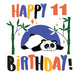 Cute Lovely Panda Happy 11th Birthday
