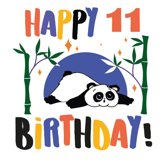 Cute Lovely Panda Happy 11th Birthday