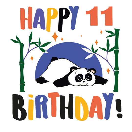 Cute Lovely Panda Happy 11th Birthday