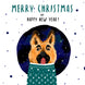 Cute German Shepherd In Sweater Merry Christmas Card