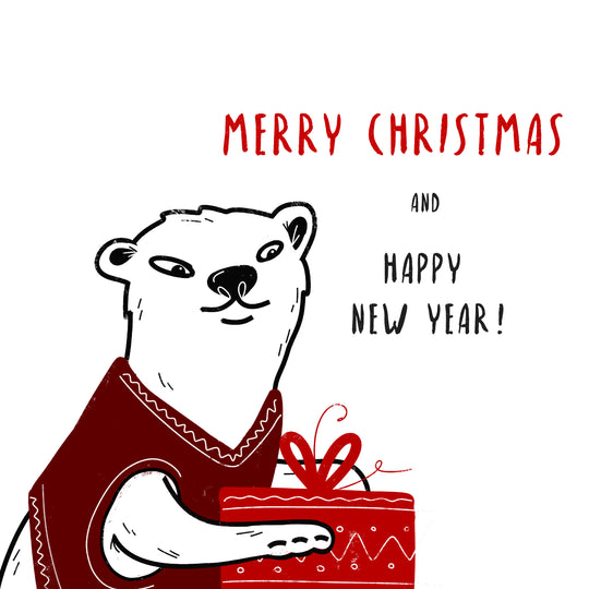 Otter With Gift Merry Christmas Card
