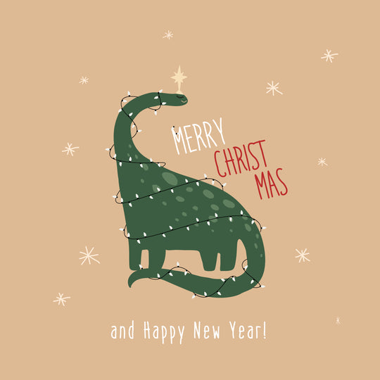 Cute Dino Merry Christmas And Happy New Year