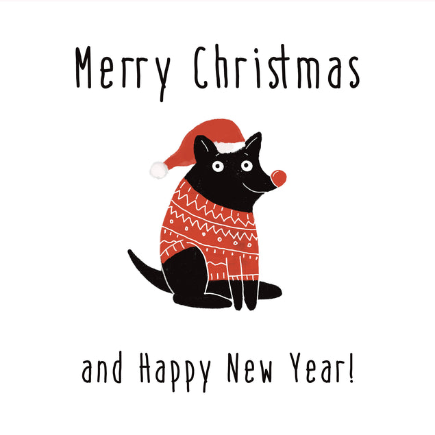 Merry Christmas And Happy New Year Funny Black Dog