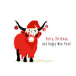 Merry Christmas And Happy New Year Red Cow