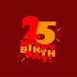 Red and Yellow Happy 25th Birthday