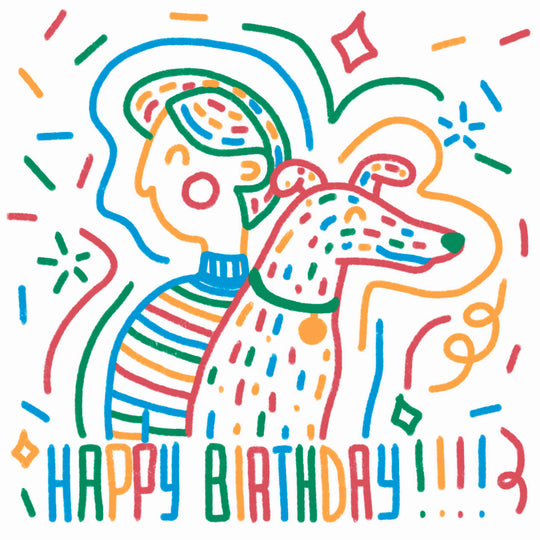 Cute Colorful Boy And Dachshund Happy Birthday