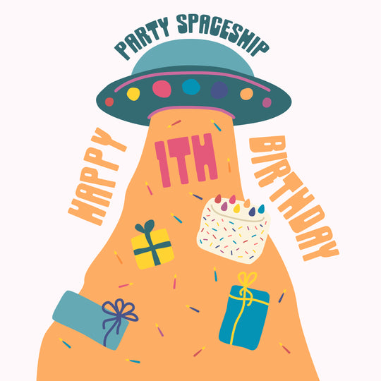 Party Spaceship Happy 1st Birthday