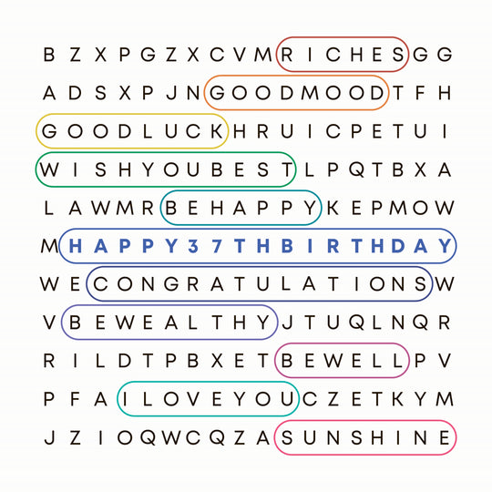 Colorful Word Game Happy 37th Birthday