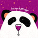 Purple Dotted Background Cute Panda Happy Birthday