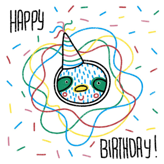 Happy Birthday Crayon Sloth With A Birthday Hat