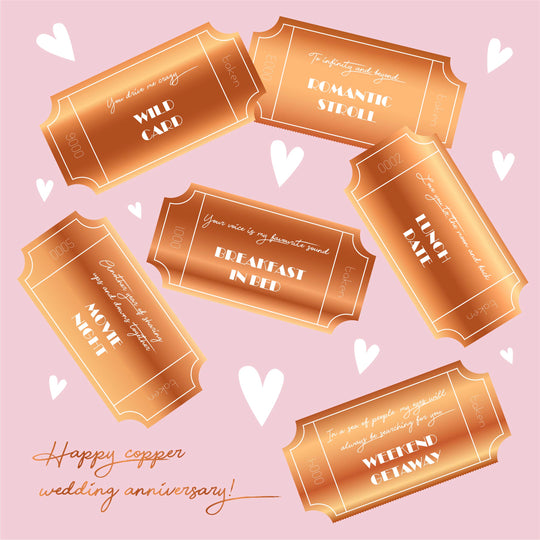 Happy Copper Wedding Anniversary Vintage Tickets