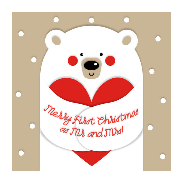 Merry First Christmas As Mr. And Mrs. Cute Polar Bear Card Season_Christmas Seo_First Seo_For Just Married