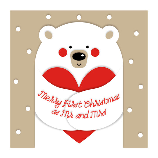 Merry First Christmas As Mr. And Mrs. Cute Polar Bear Card