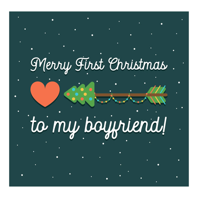 Merry First Christmas Boyfriend Heart And Arrow Card Season_Christmas Seo_First Recipient_For Boyfriend