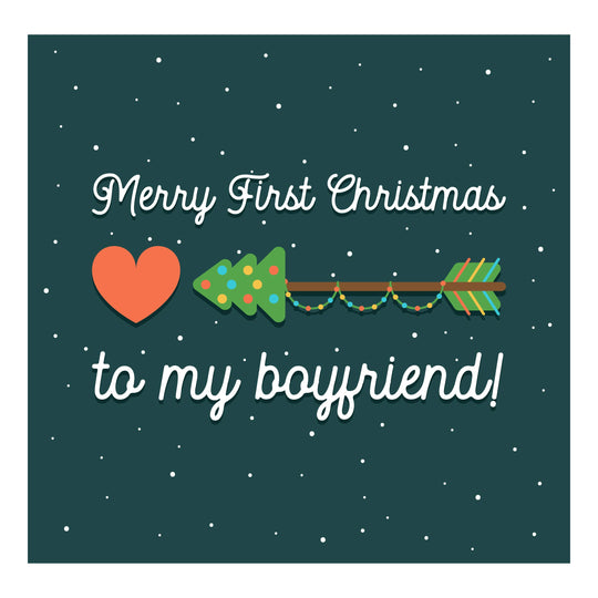 Merry First Christmas Boyfriend Heart And Arrow Card