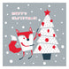 Merry Christmas Cute Fox And Christmas Tree Card