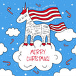 Unicorn On A Cloud Merry Christmas