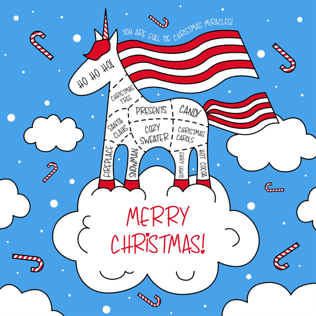 Unicorn On A Cloud Merry Christmas