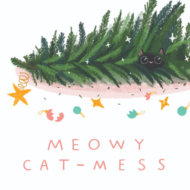 Merry Cat Mess Christmas Card - 1