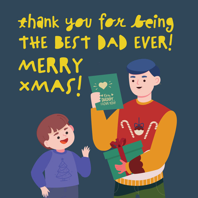 Merry Christmas Thank You For Being The Best Dad Ever Happy Dad And His Son Card Season_Christmas Occasion_Thank You Seo_Like a Dad to me
