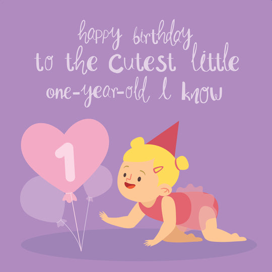 The Cutest Little Girl Happy 1st Birthday Card
