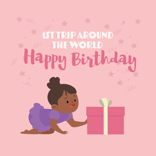 1st Trip Around The World Birthday Card