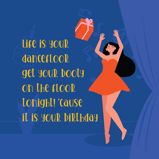 Dancing Girl Happy Birthday Card Occasion_Birthday Theme_Dancing