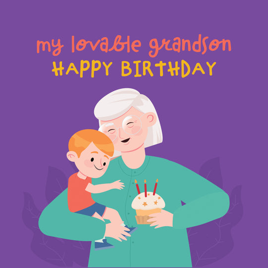 My Lovable Grandson Happy Birthday Card
