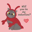 Will You Be My Valentine Cute Cat Wearing Lobster Costume Card Season_Valentine’s Day Theme_Lobster Theme_Cat