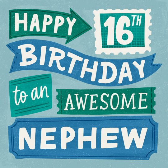 Awesome Nephew 16th Birthday Card