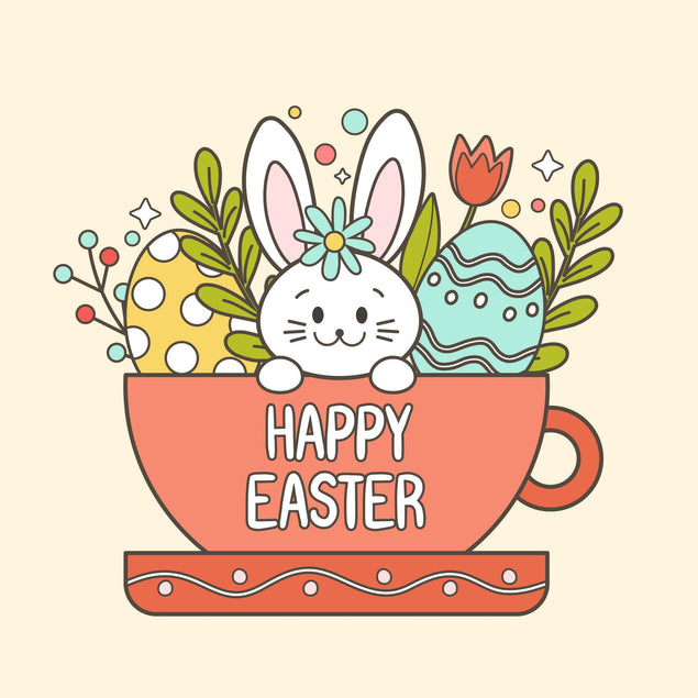 Bunny Tea Cup Easter Card