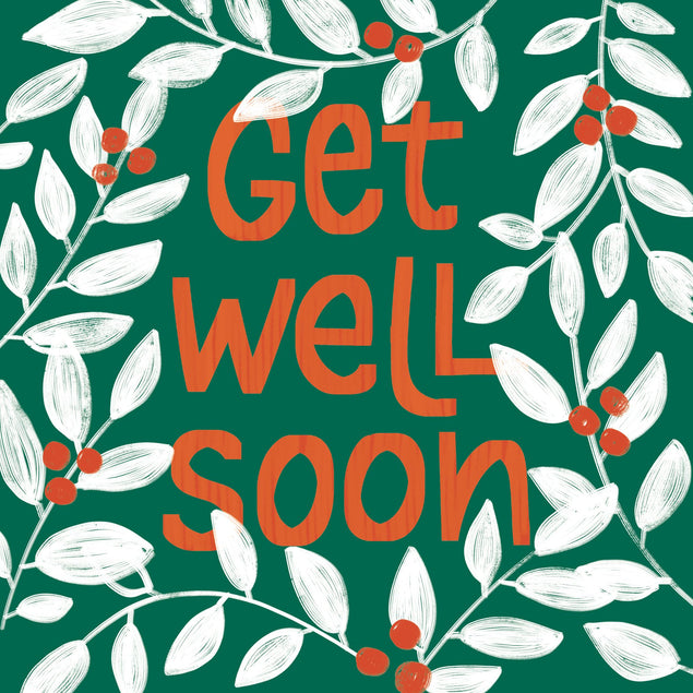 Get Well White Leaves Card