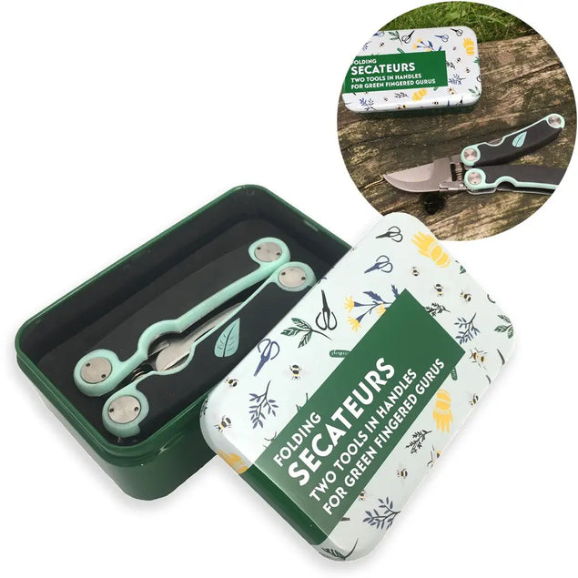 Folding Secateurs in a Tin