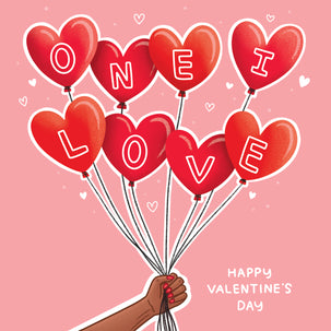 Happy Valentine's Day The One I Love Heart-Shaped Balloons Card Season_Valentine's Day Seo_One I Love
