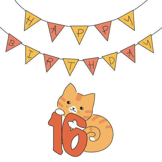 Birthday Cat 16 Card