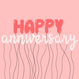 Happy Anniversary Pink Balloons Card
