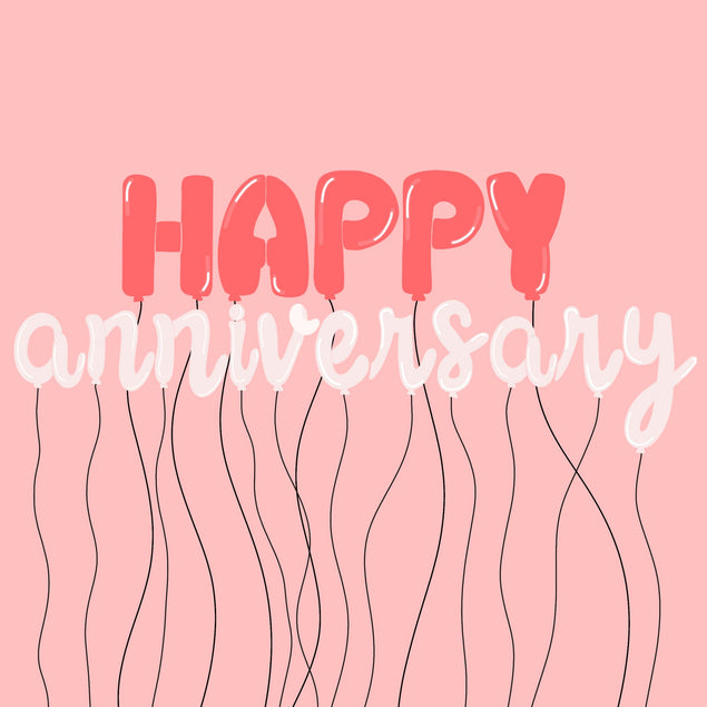 Happy Anniversary Pink Balloons Card