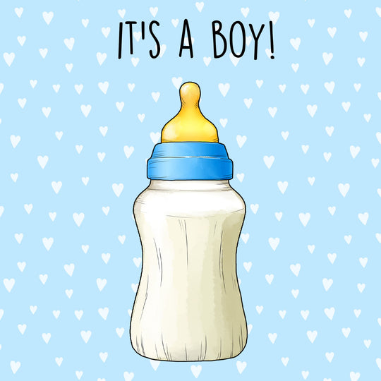 It's A Boy Baby Bottle Card