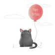 Happy Birthday Grey Cat And A Balloon Card