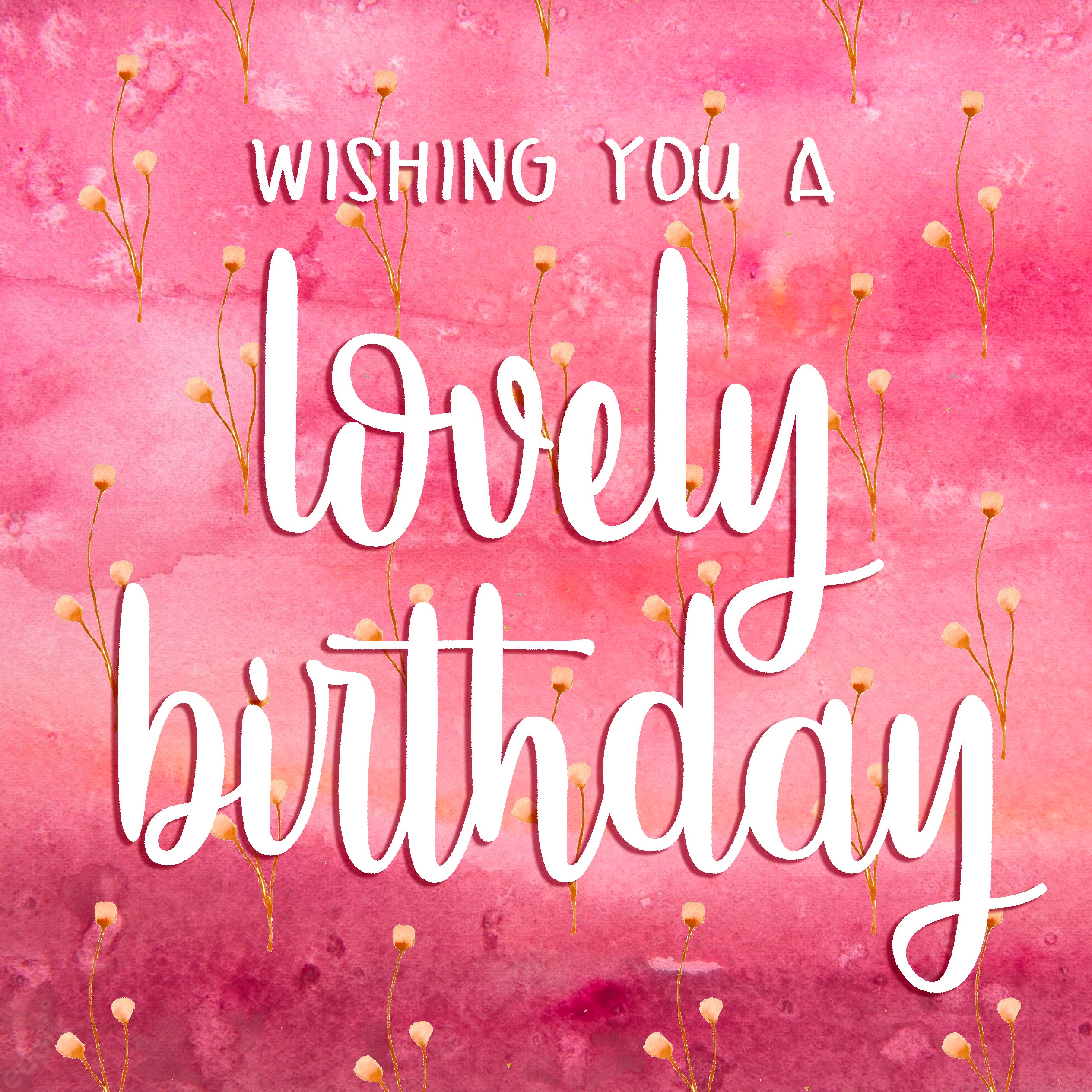 Pink Watercolour Flowers Happy Birthday Card Boomf