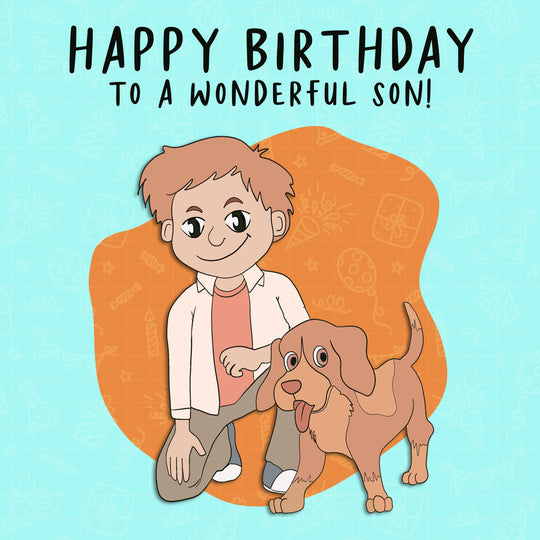 Happy Birthday Son Boy And A Dog Card
