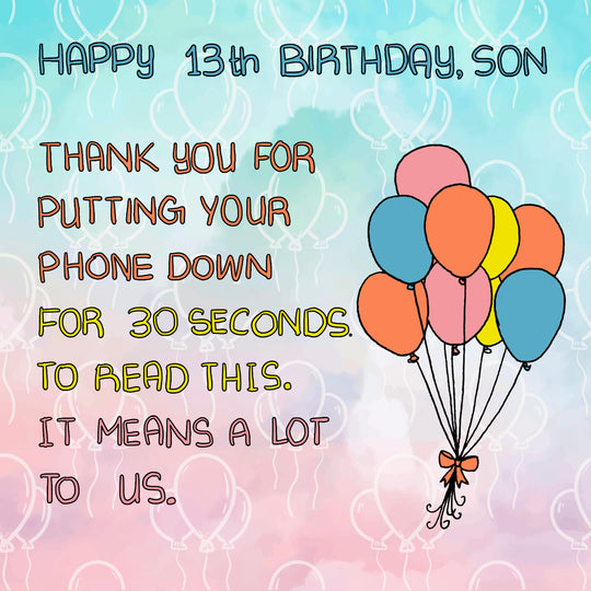 Happy 13th Birthday Son Card