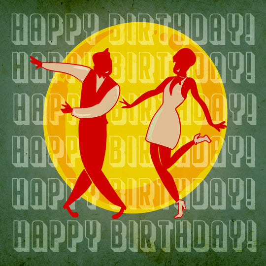 Retro Dancing Happy Birthday Card