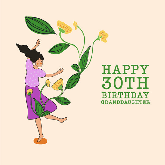 Happy 30th Birthday Granddaughter Cute Lady In Flowers