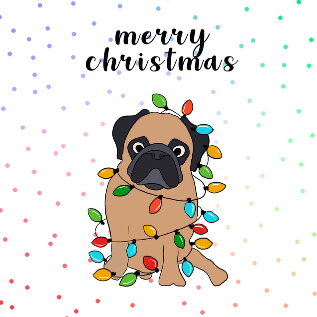 Garland Pug Merry Christmas Card Seo_Pug Season_Christmas